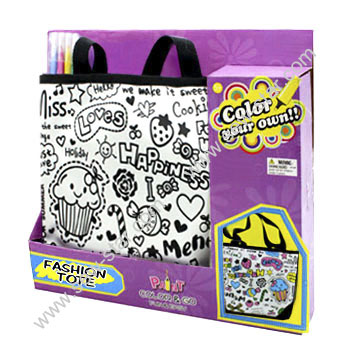 Color Your Own Fashion Tote Bag - Satin bag with 4 markers/Fabric markers/Textile markers