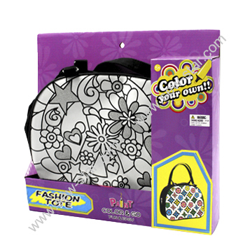 Color Your Own  Bowler Bag - Satin bag with 4 markers/Fabric markers/Textile markers