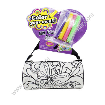 Color your own Roll bag - Satin bag with 4 markers/Fabric markers/Textile markers