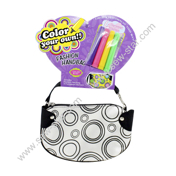 Color your own Handbag - Satin bag with 4 markers/Fabric markers/Textile markers